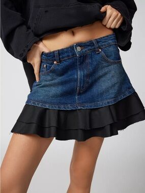 Urban Outfitters Shannon Denim Ruffle Mini Skirt